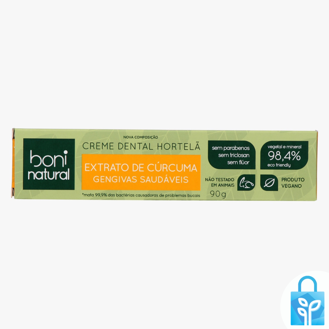 Creme Dental Natural Hortelã e Cúrcuma Sem Flúor 90g