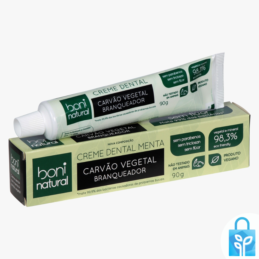 Creme Dental Menta E Carvão Vegetal Sem Flúor 90g