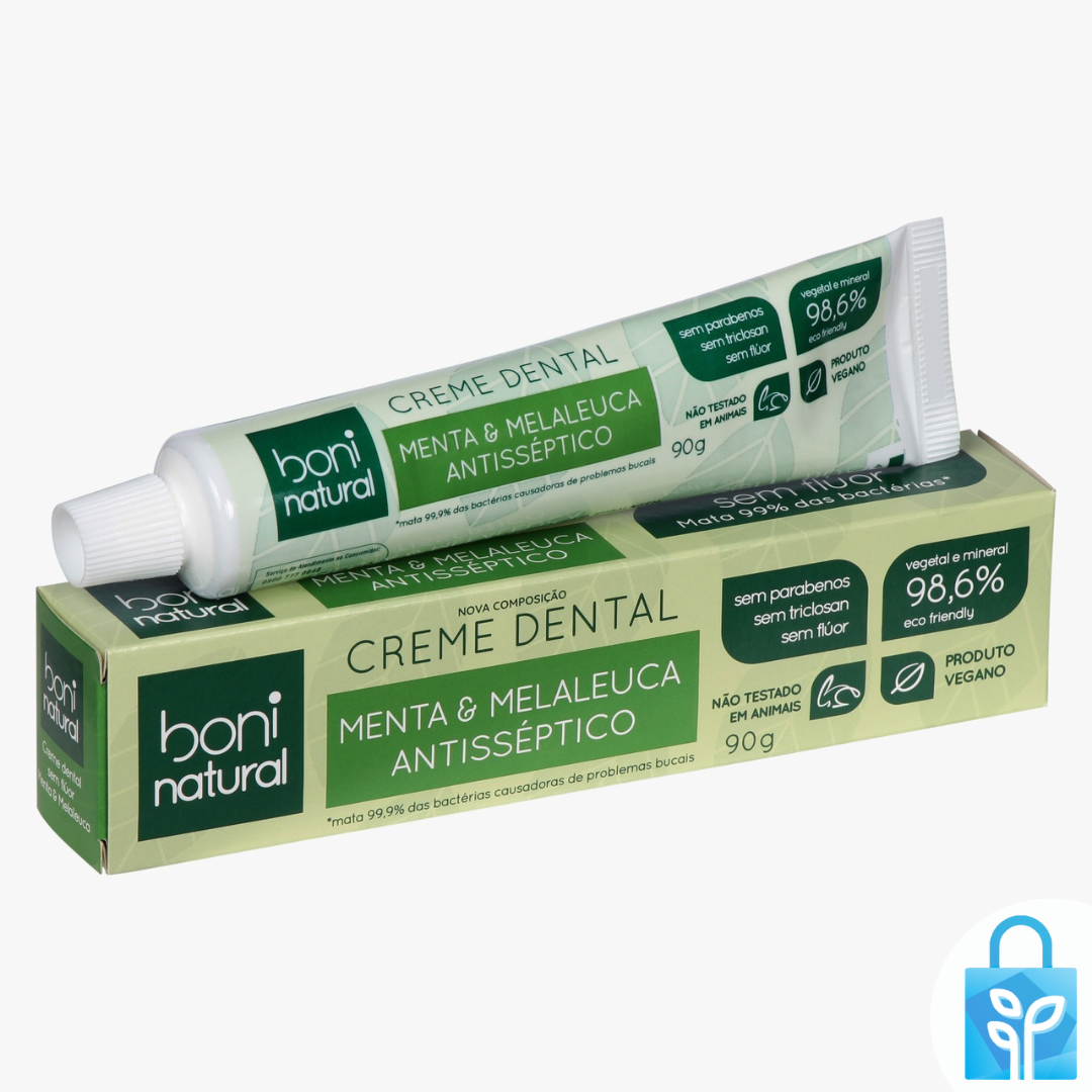 Creme Dental Natural Menta e Melaleuca Sem Flúor 90g